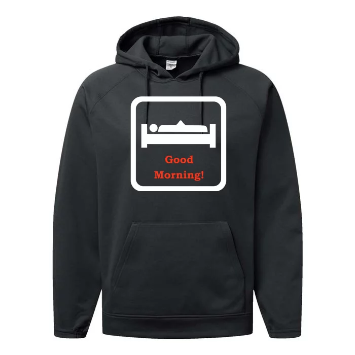 Good Morning Wood Funny Adult Humor Performance Fleece Hoodie