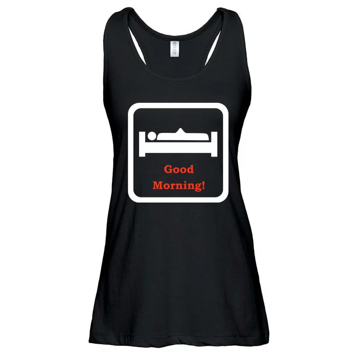 Good Morning Wood Funny Adult Humor Ladies Essential Flowy Tank