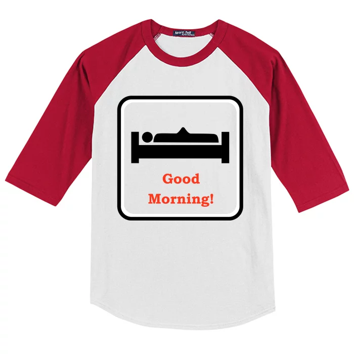 Good Morning Wood Funny Adult Humor Kids Colorblock Raglan Jersey