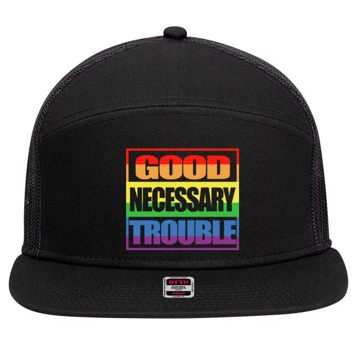 Good Necessary Trouble Rainbow 7 Panel Mesh Trucker Snapback Hat