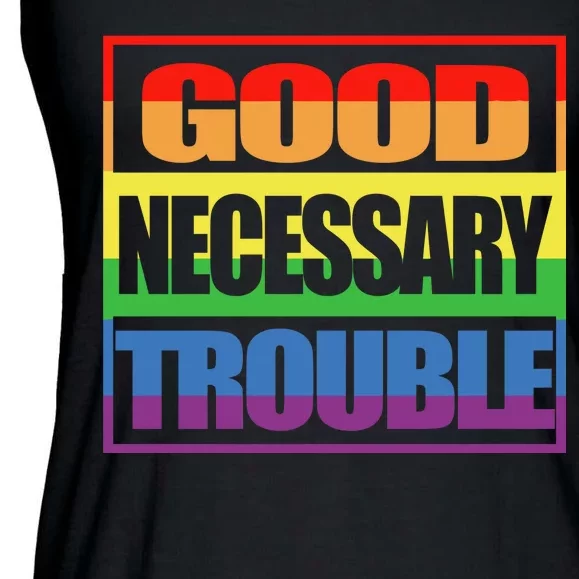 Good Necessary Trouble Rainbow Ladies Essential Flowy Tank