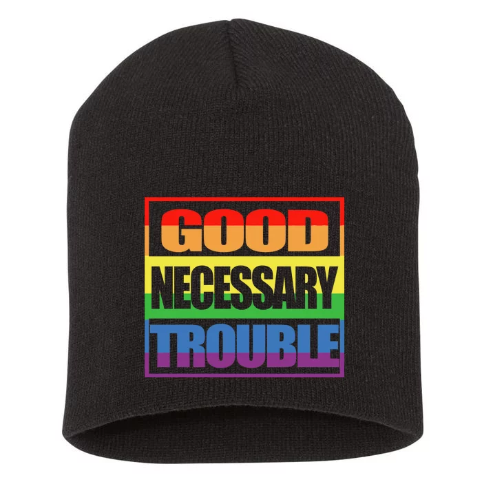 Good Necessary Trouble Rainbow Short Acrylic Beanie