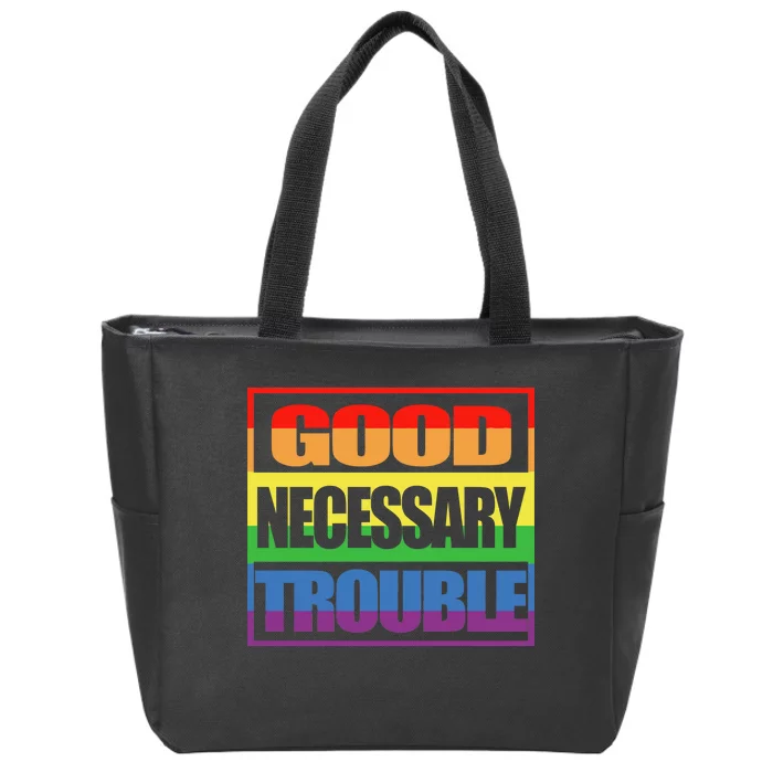 Good Necessary Trouble Rainbow Zip Tote Bag