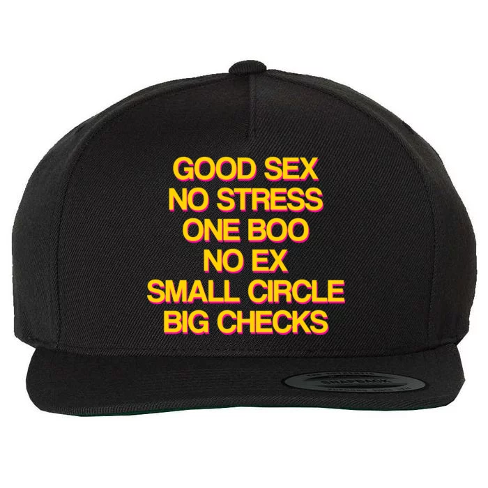 Good Sex No Stress Big Checks Wool Snapback Cap