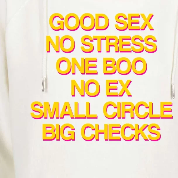 Good Sex No Stress Big Checks Womens Funnel Neck Pullover Hood