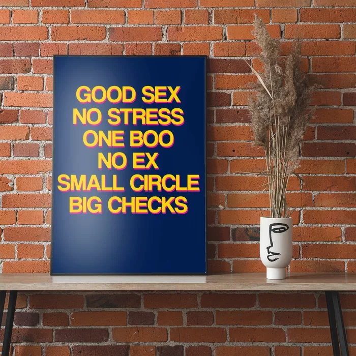 Good Sex No Stress Big Checks Poster