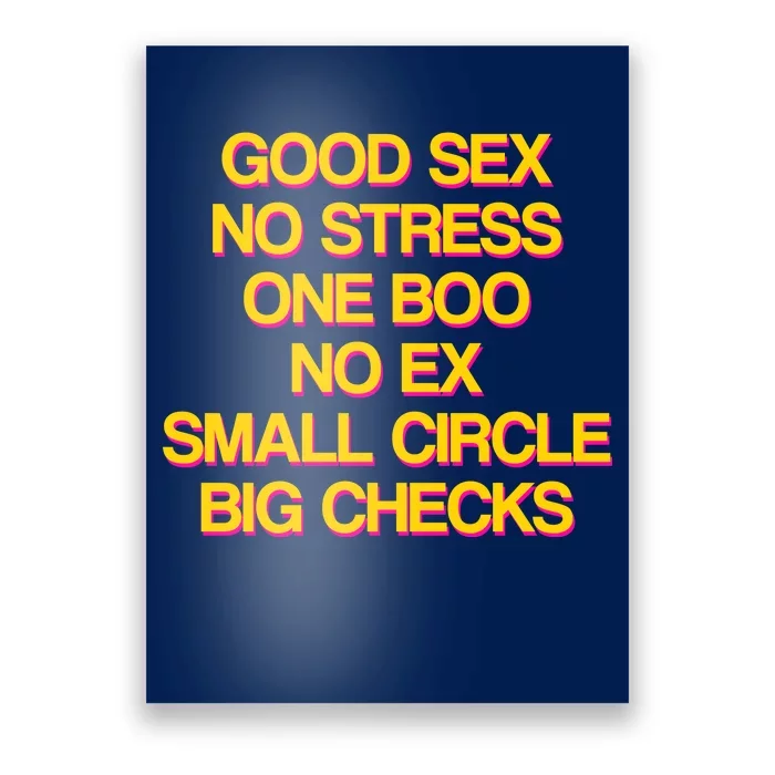 Good Sex No Stress Big Checks Poster