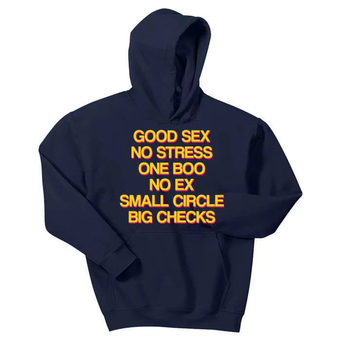 Good Sex No Stress Big Checks Kids Hoodie