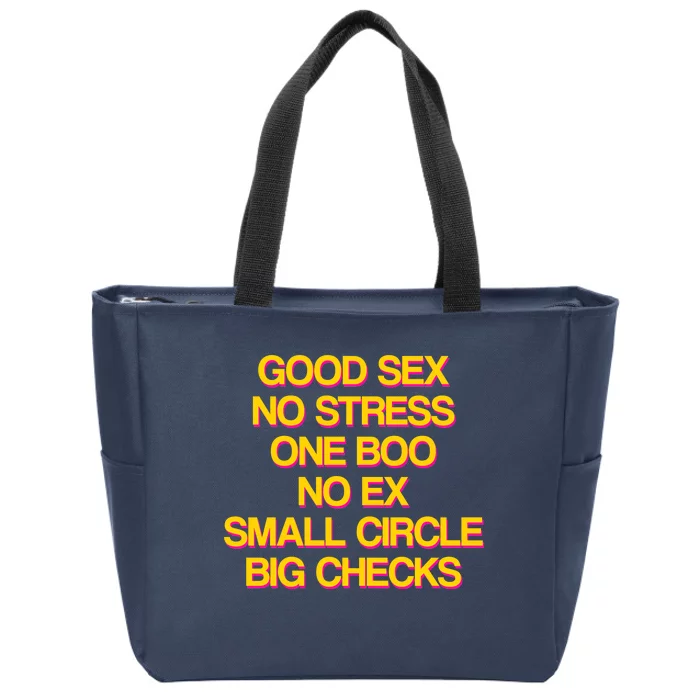 Good Sex No Stress Big Checks Zip Tote Bag