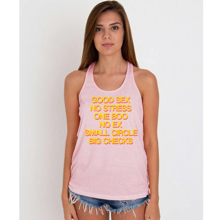 Good Sex No Stress Big Checks Women's Knotted Racerback Tank