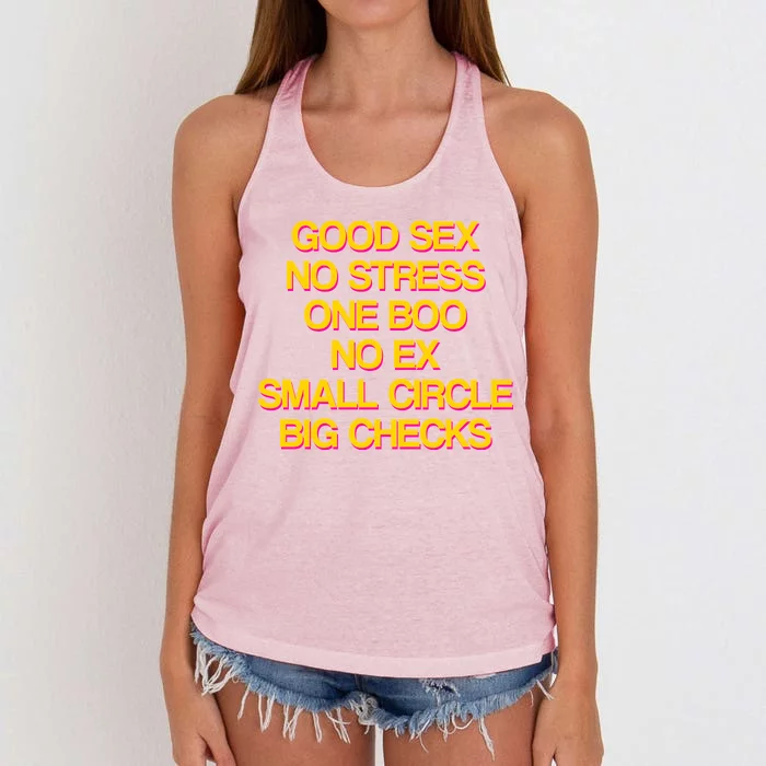 Good Sex No Stress Big Checks Women's Knotted Racerback Tank