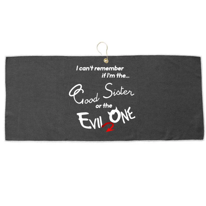 Good Sister Or The Evil Sister Large Microfiber Waffle Golf Towel