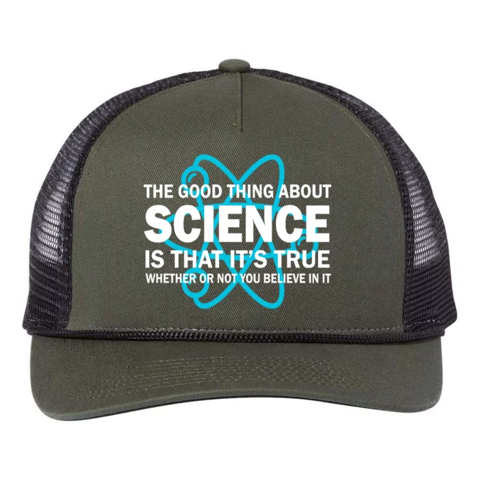 Good Thing About Science Is That It's True Retro Rope Trucker Hat Cap