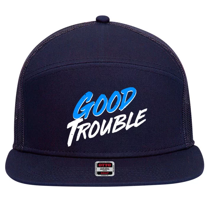 Good Trouble John Lewis Tribute Brush Stroke 7 Panel Mesh Trucker Snapback Hat