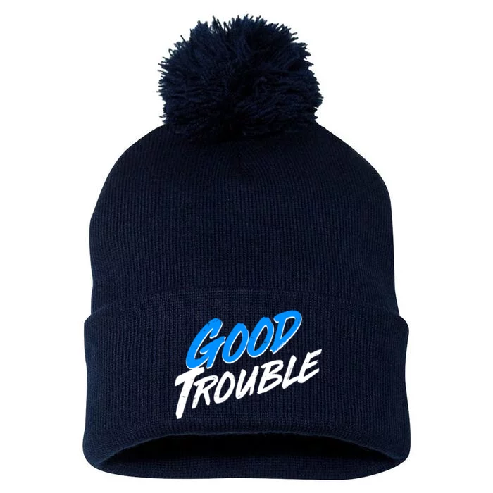 Good Trouble John Lewis Tribute Brush Stroke Pom Pom 12in Knit Beanie