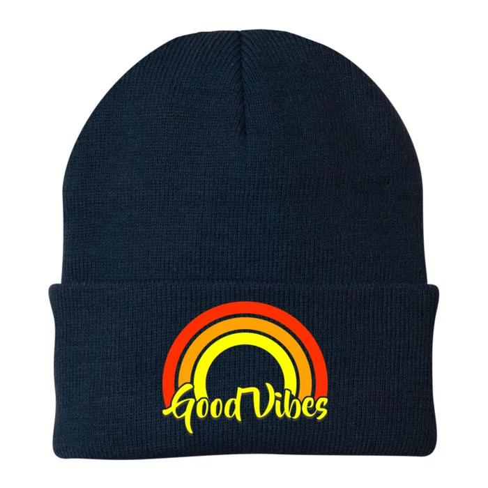 Good Vibes 80s Rainbow Knit Cap Winter Beanie