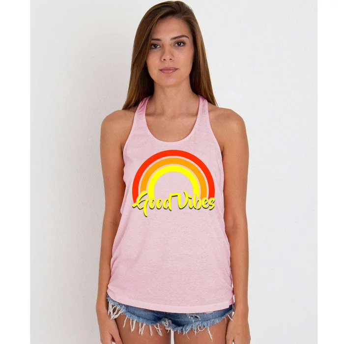 Good Vibes 80s Rainbow Women's Knotted Racerback Tank