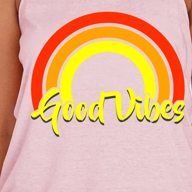 Good Vibes 80s Rainbow Women's Knotted Racerback Tank