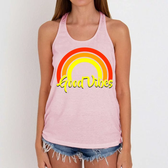 Good Vibes 80s Rainbow Women's Knotted Racerback Tank