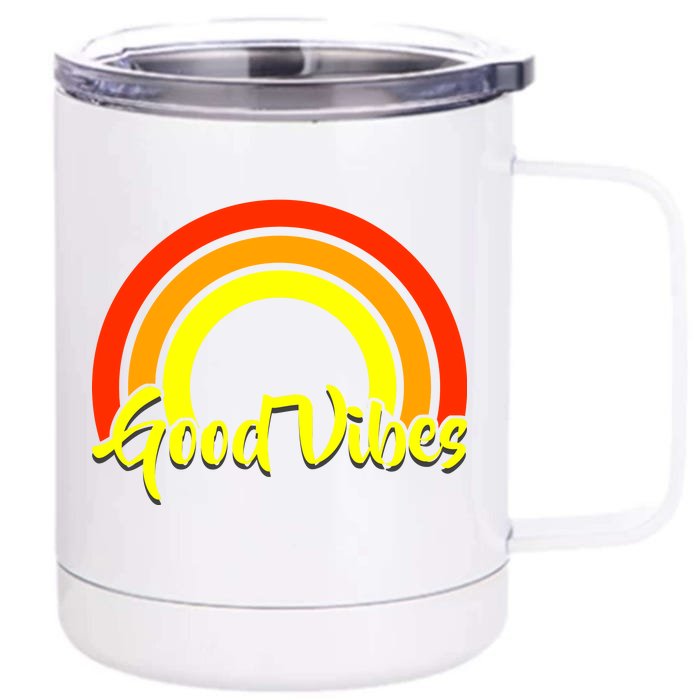 Good Vibes 80s Rainbow Front & Back 12oz Stainless Steel Tumbler Cup