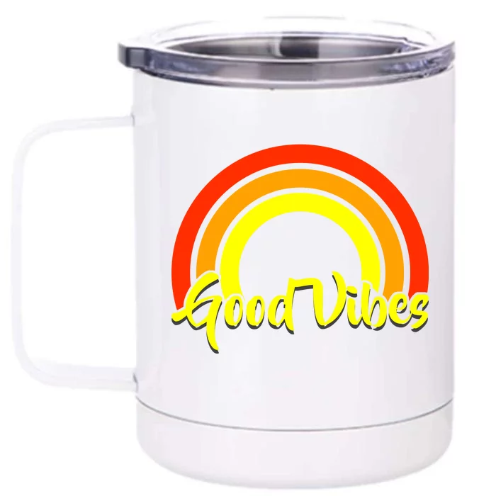 Good Vibes 80s Rainbow Front & Back 12oz Stainless Steel Tumbler Cup