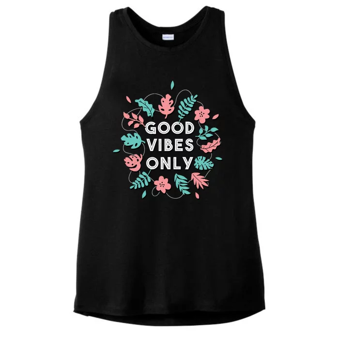 Good Vibes Only Flower Ladies Tri-Blend Wicking Tank