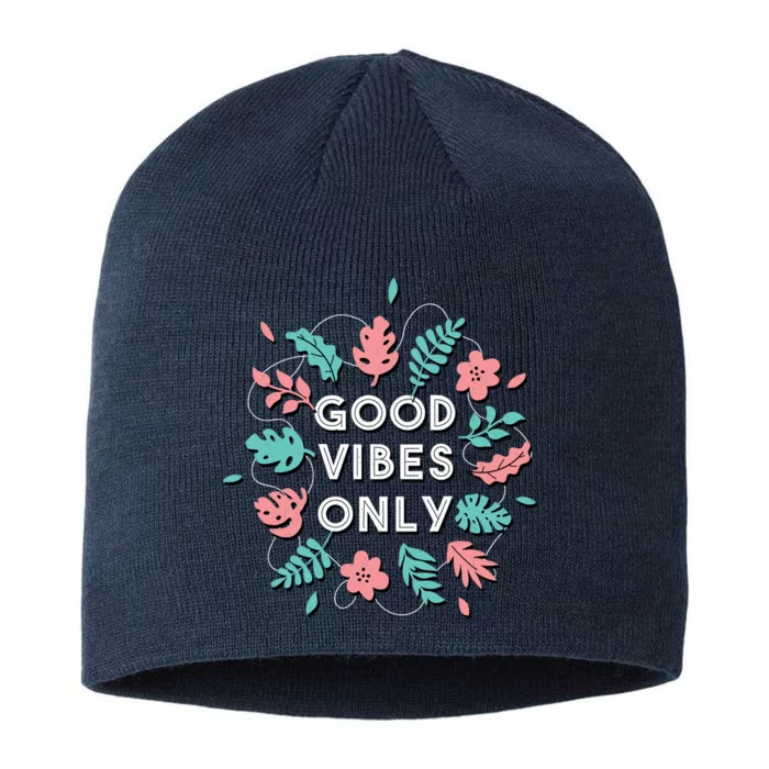 Good Vibes Only Flower 8 1/2in Sustainable Knit Beanie