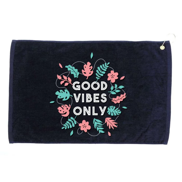 Good Vibes Only Flower Grommeted Golf Towel