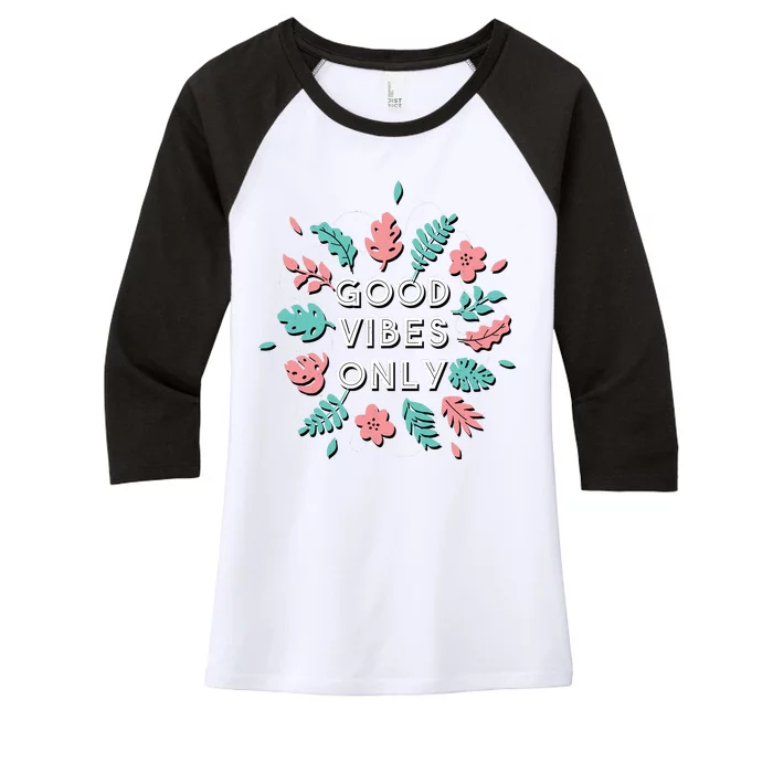 Good Vibes Only Flower Women's Tri-Blend 3/4-Sleeve Raglan Shirt