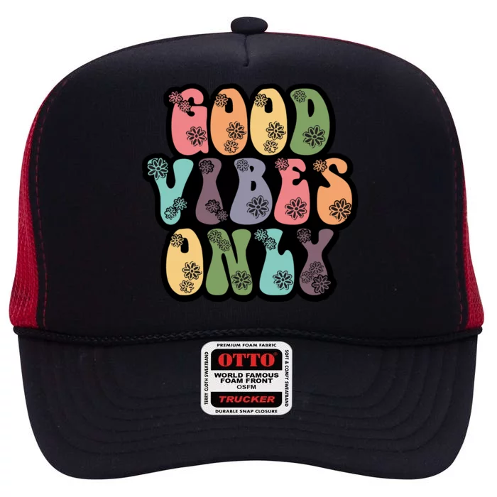 Good Vibes Only Retro 80's Hip High Crown Mesh Trucker Hat