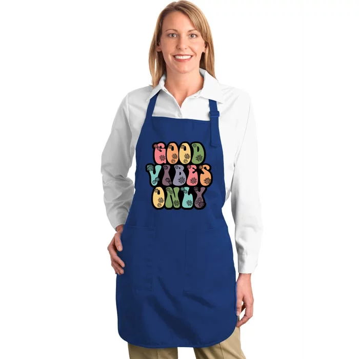 Good Vibes Only Retro 80's Hip Full-Length Apron With Pocket