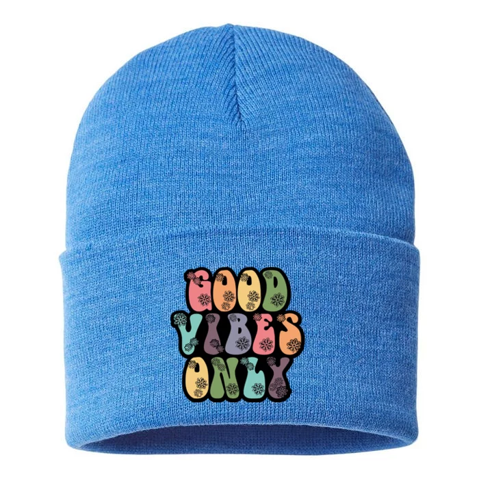 Good Vibes Only Retro 80's Hip Sustainable Knit Beanie