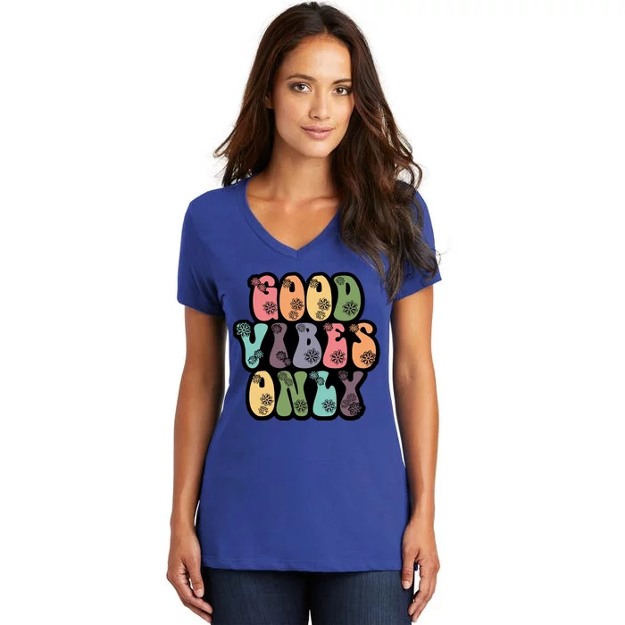 Good Vibes Only Retro 80's Hip Women's V-Neck T-Shirt