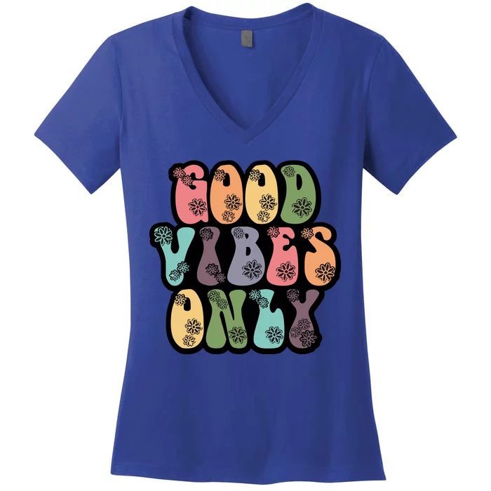 Good Vibes Only Retro 80's Hip Women's V-Neck T-Shirt