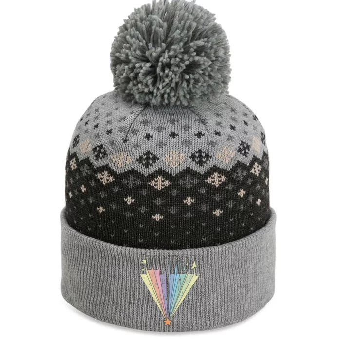 Good Vibes Retro Rainbow The Baniff Cuffed Pom Beanie