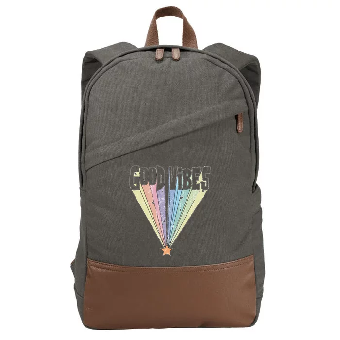 Good Vibes Retro Rainbow Cotton Canvas Backpack