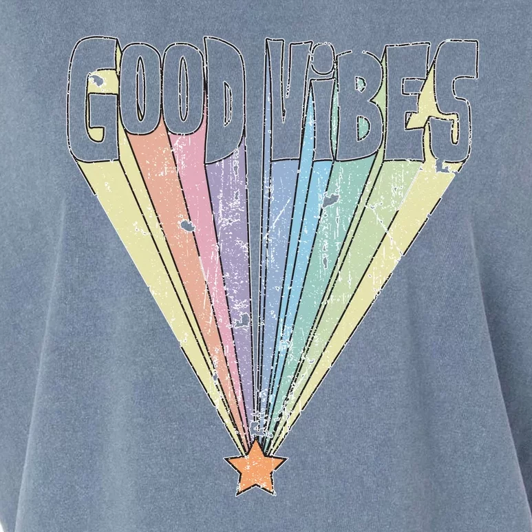 Good Vibes Retro Rainbow Garment-Dyed Women's Muscle Tee