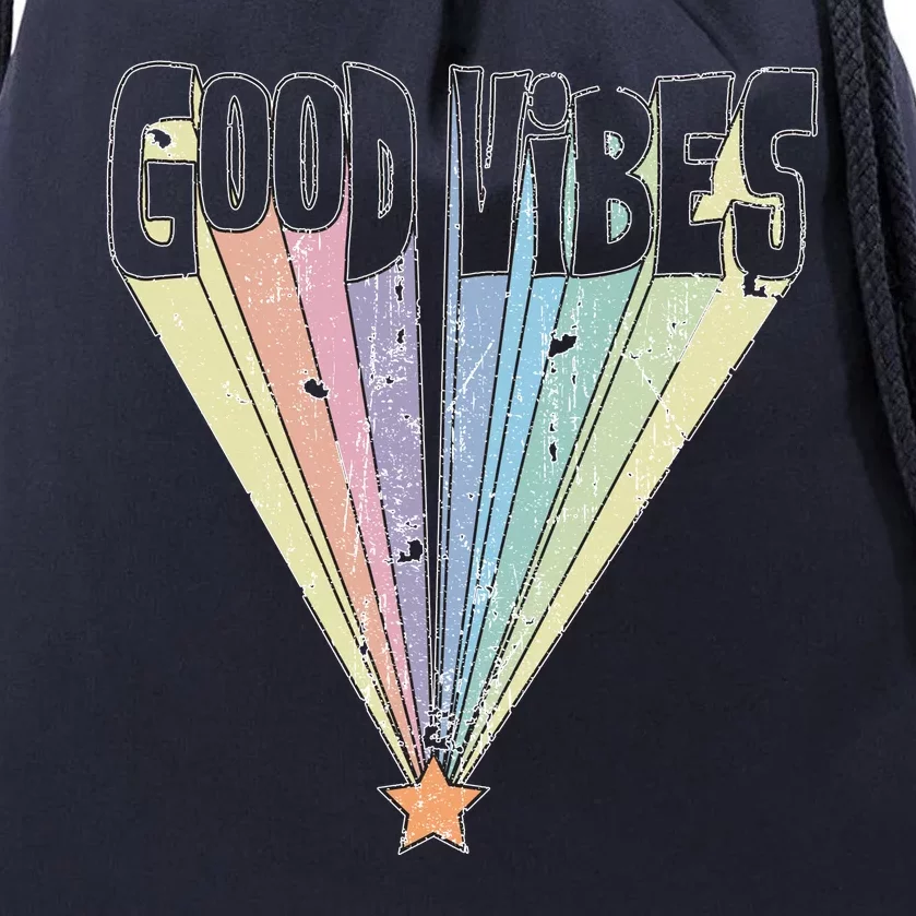 Good Vibes Retro Rainbow Drawstring Bag