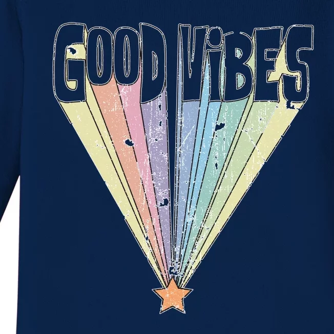 Good Vibes Retro Rainbow Baby Long Sleeve Bodysuit