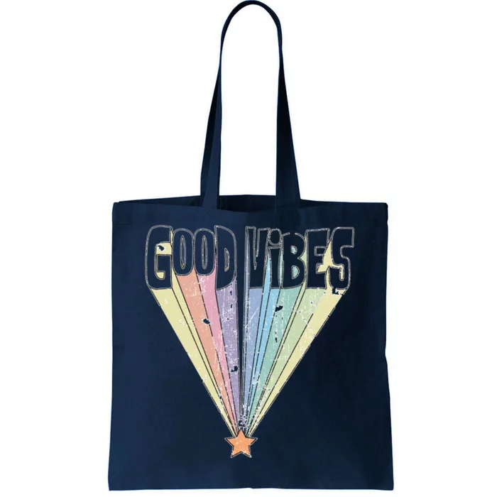 Good Vibes Retro Rainbow Tote Bag