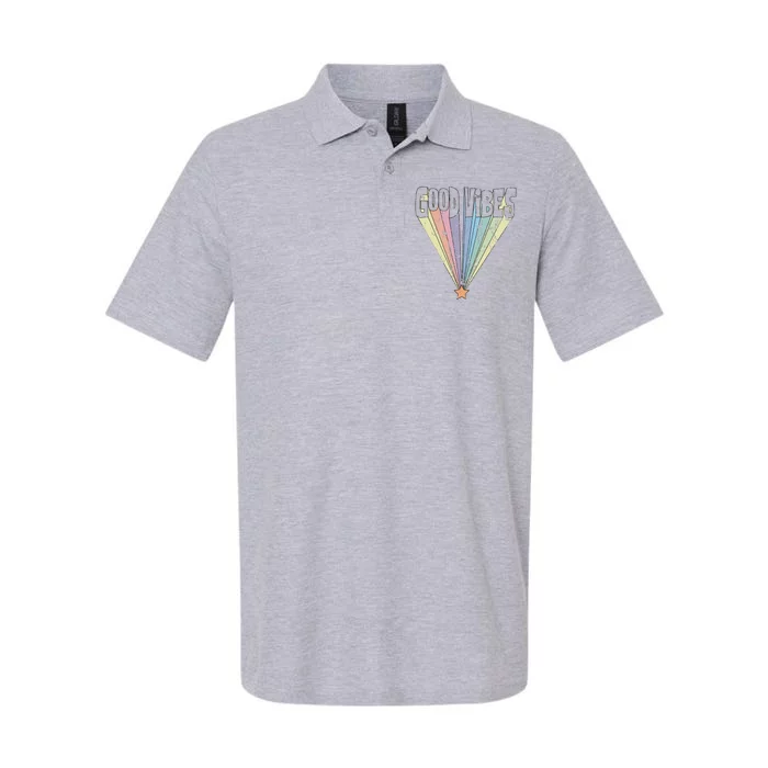 Good Vibes Retro Rainbow Softstyle Adult Sport Polo