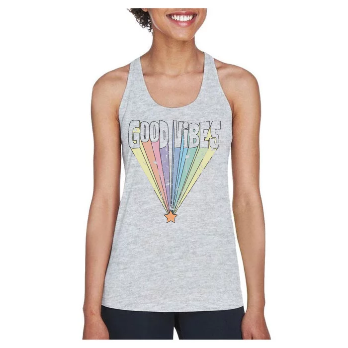 Good Vibes Retro Rainbow Women's Racerback Tank