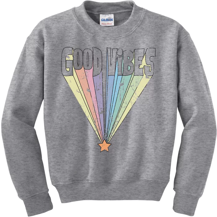 Good Vibes Retro Rainbow Kids Sweatshirt