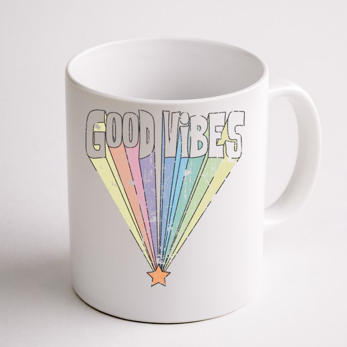 Good Vibes Retro Rainbow Front & Back Coffee Mug