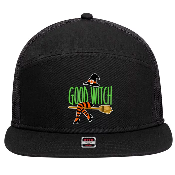 Good Witch Funny Halloween 7 Panel Mesh Trucker Snapback Hat