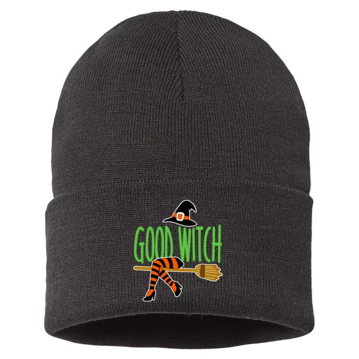 Good Witch Funny Halloween Sustainable Knit Beanie