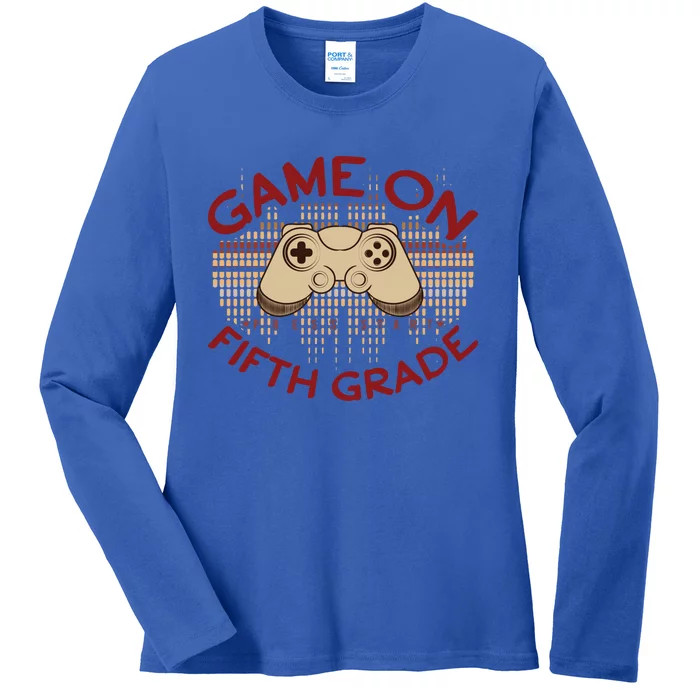 Game On Press Start! 5Th Grade Computer Games Gaming Gamer Funny Gift Ladies Long Sleeve Shirt