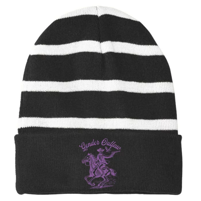 Gender Outlaw Pride Striped Beanie with Solid Band