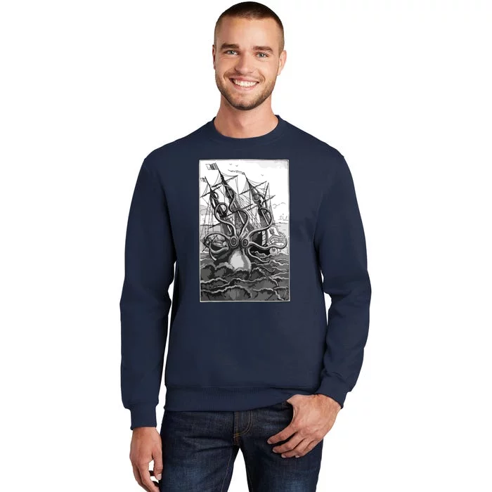 Giant Octopus Pirate Ship Vintage Kraken Sailing Squid Sweatshirt