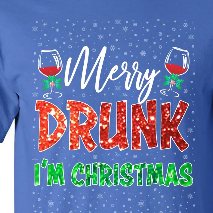 Glass Of Red Wine Merry Drunk IM Christmas Funny Xmas Gift Tall T-Shirt